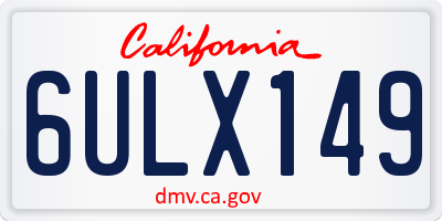 CA license plate 6ULX149