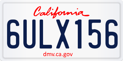 CA license plate 6ULX156