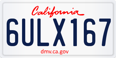CA license plate 6ULX167