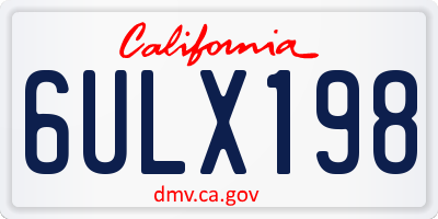 CA license plate 6ULX198