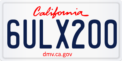 CA license plate 6ULX200