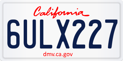 CA license plate 6ULX227