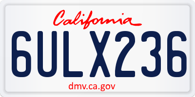 CA license plate 6ULX236