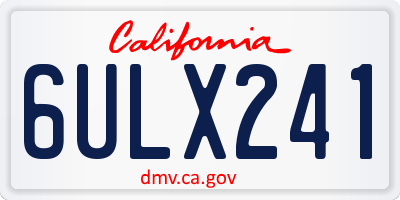 CA license plate 6ULX241