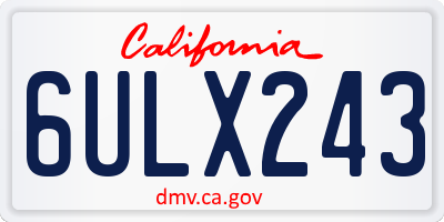 CA license plate 6ULX243