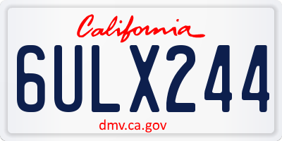 CA license plate 6ULX244