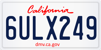 CA license plate 6ULX249
