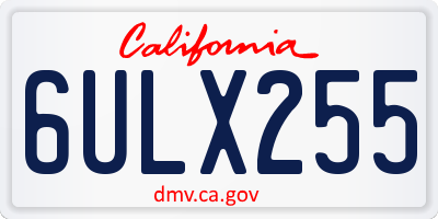 CA license plate 6ULX255