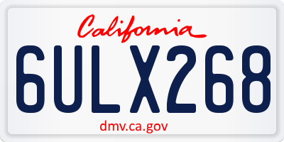 CA license plate 6ULX268