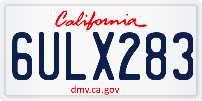 CA license plate 6ULX283