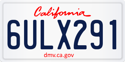 CA license plate 6ULX291