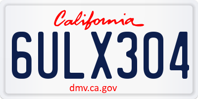 CA license plate 6ULX304