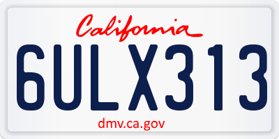 CA license plate 6ULX313