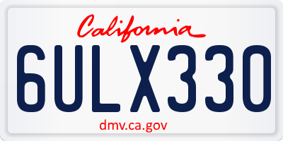 CA license plate 6ULX330