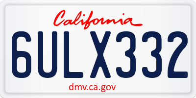 CA license plate 6ULX332
