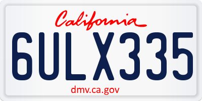 CA license plate 6ULX335