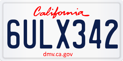 CA license plate 6ULX342