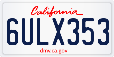 CA license plate 6ULX353