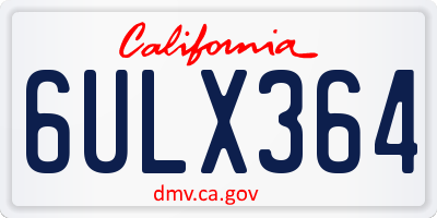 CA license plate 6ULX364