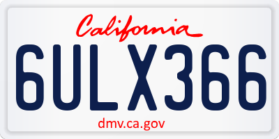 CA license plate 6ULX366