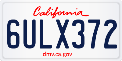 CA license plate 6ULX372