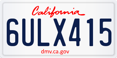 CA license plate 6ULX415