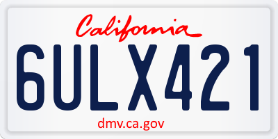 CA license plate 6ULX421