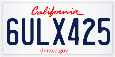 CA license plate 6ULX425