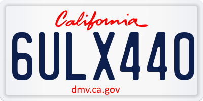 CA license plate 6ULX440