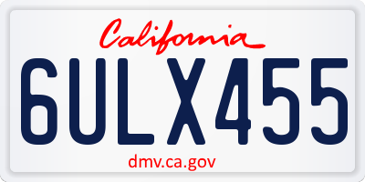 CA license plate 6ULX455
