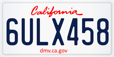 CA license plate 6ULX458
