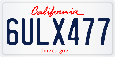 CA license plate 6ULX477