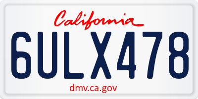 CA license plate 6ULX478