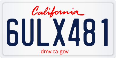 CA license plate 6ULX481