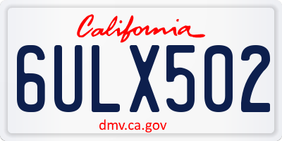 CA license plate 6ULX502