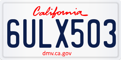 CA license plate 6ULX503