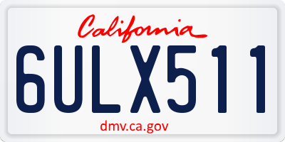 CA license plate 6ULX511
