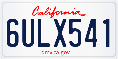 CA license plate 6ULX541