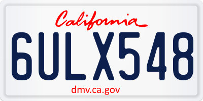 CA license plate 6ULX548