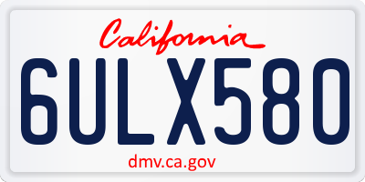 CA license plate 6ULX580