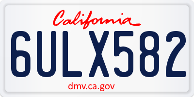 CA license plate 6ULX582