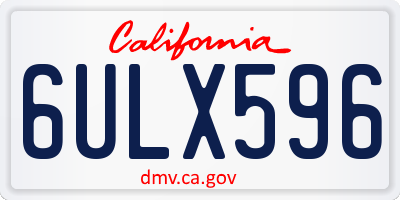 CA license plate 6ULX596