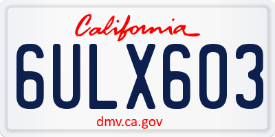 CA license plate 6ULX603