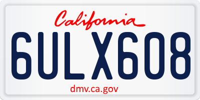 CA license plate 6ULX608