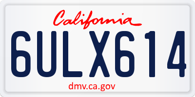 CA license plate 6ULX614