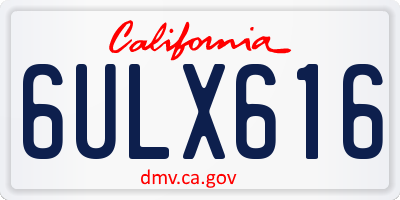 CA license plate 6ULX616