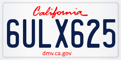 CA license plate 6ULX625