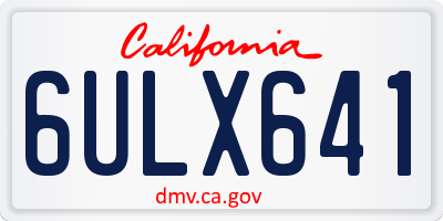 CA license plate 6ULX641