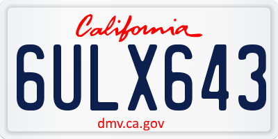 CA license plate 6ULX643