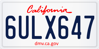 CA license plate 6ULX647